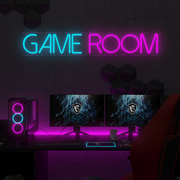 Neon multicolor con scritta game room neonflow plexiglass trasparente