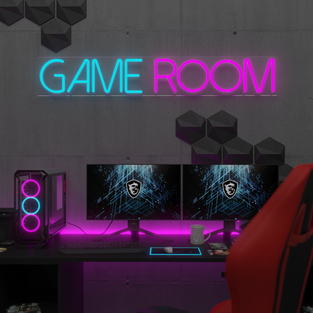 Neon multicolor con scritta game room neonflow forex nero